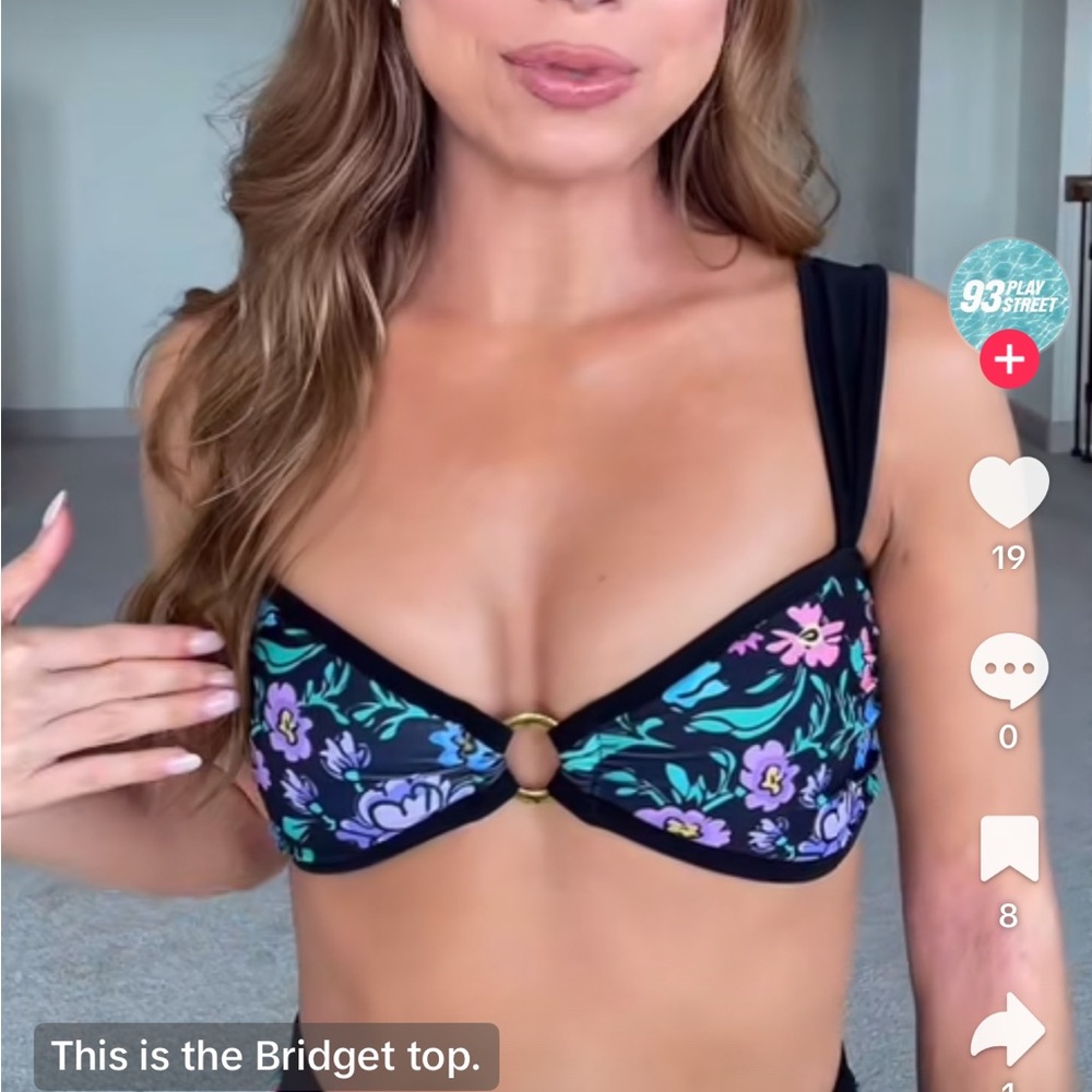 Floral Bikini Top with Ring Detail